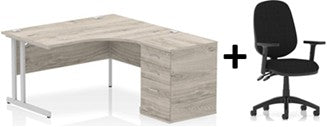 Bundle Deal - Crescent Desk + Desk High Pedestal & Chair (dyn)