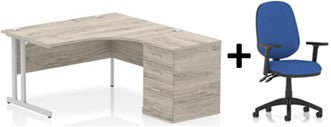 Bundle Deal - Crescent Desk + Desk High Pedestal & Chair (dyn)