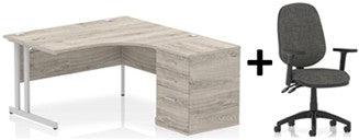 Bundle Deal - Crescent Desk + Desk High Pedestal & Chair (dyn)