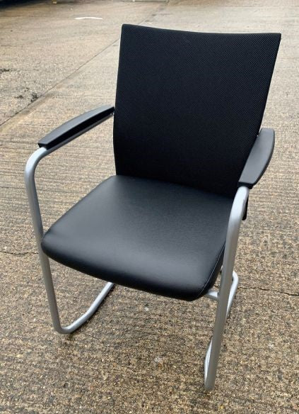 Haworth Leather Mesh Black & Silver Visitor Chair