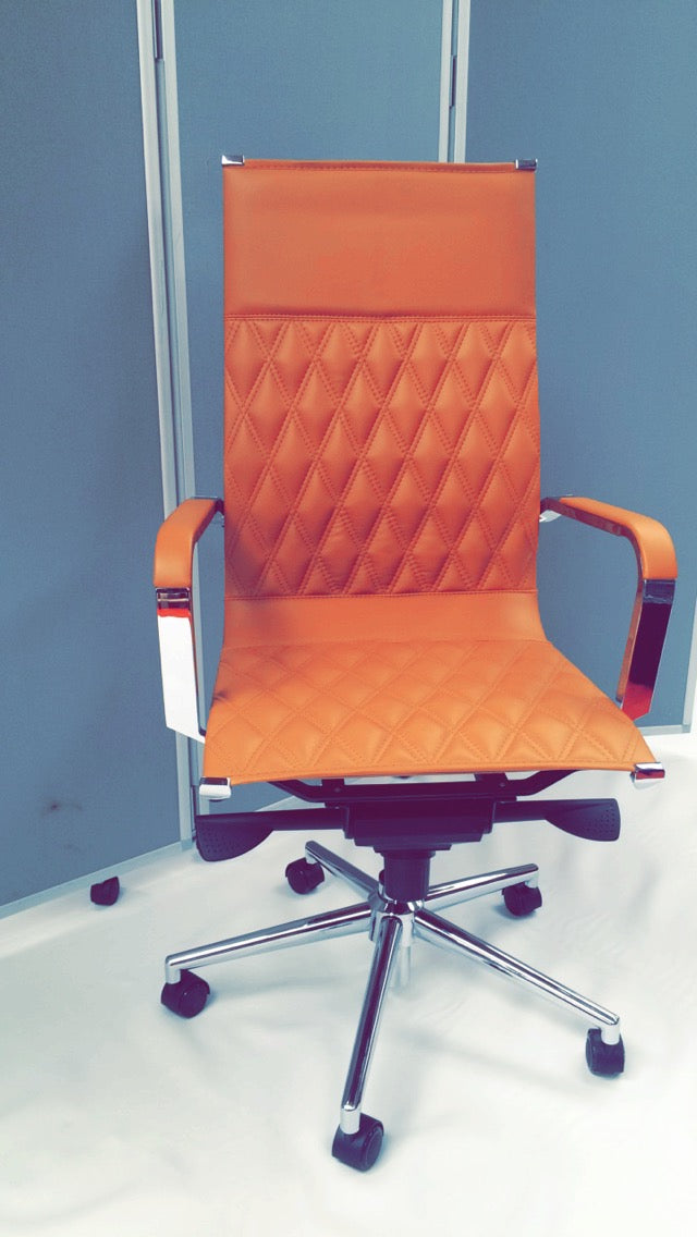 Leather PU and Chrome High Back Chair