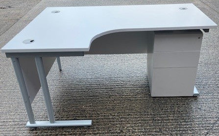 Crescent Desk + Under Desk Mobile Pedestal