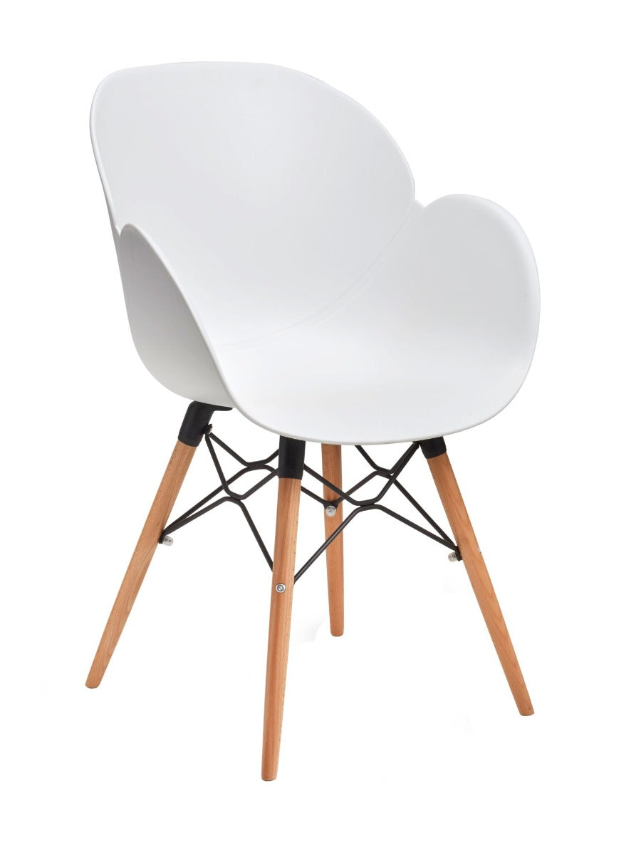 Linton Arm Chair with Beech Legs and Black Metal Frame