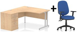 Bundle Deal - Crescent Desk + Desk High Pedestal & Chair (dyn)