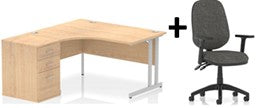 Bundle Deal - Crescent Desk + Desk High Pedestal & Chair (dyn)