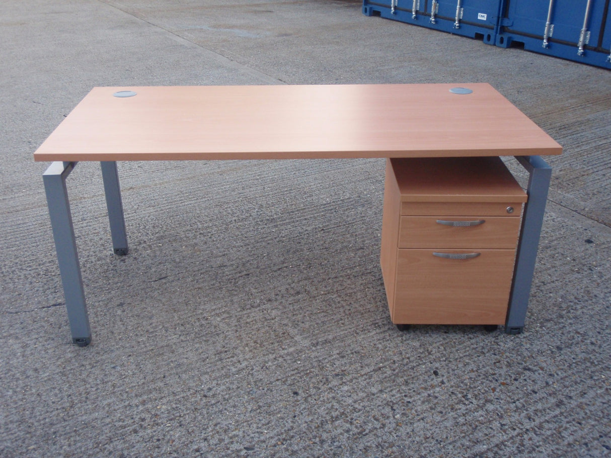 New Bench Desk With Second-Hand Mobile Pedestal