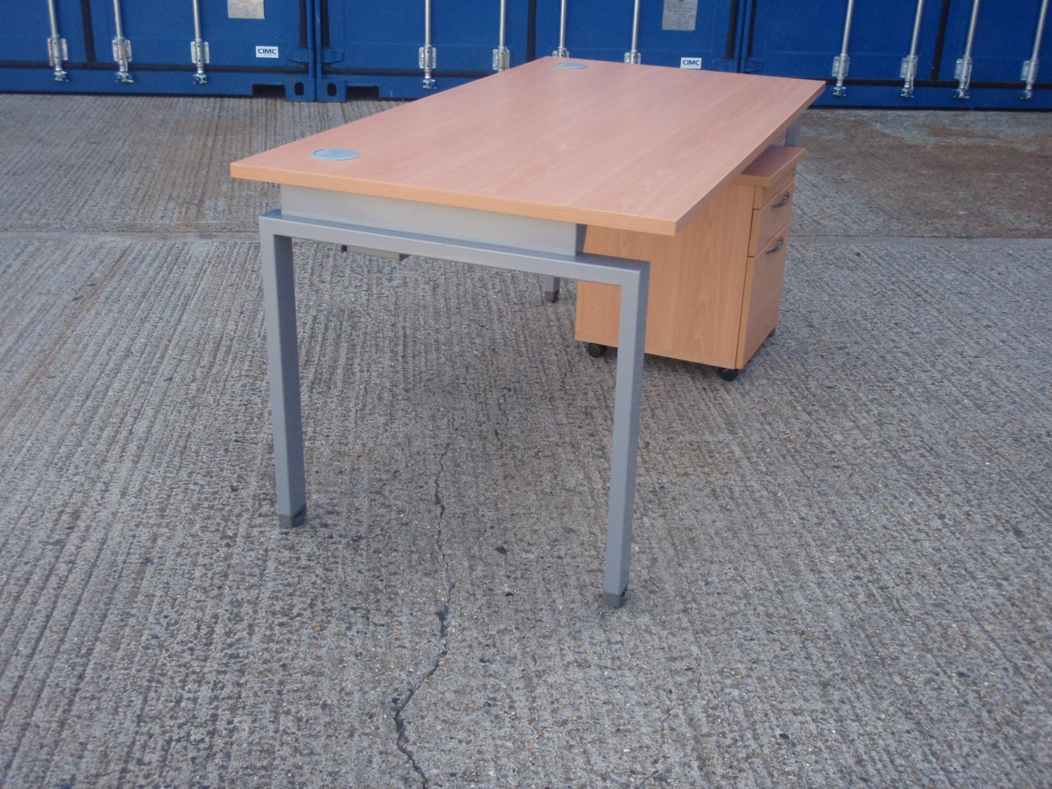 New Bench Desk With Second-Hand Mobile Pedestal