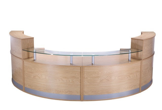 Oak Glass Curved Reception Desk