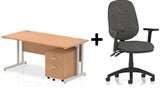 Bundle Deal - Straight Desk + 2 Drawer Pedestal & Chair