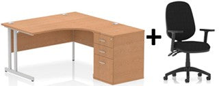 Bundle Deal - Crescent Desk + Desk High Pedestal & Chair (dyn)