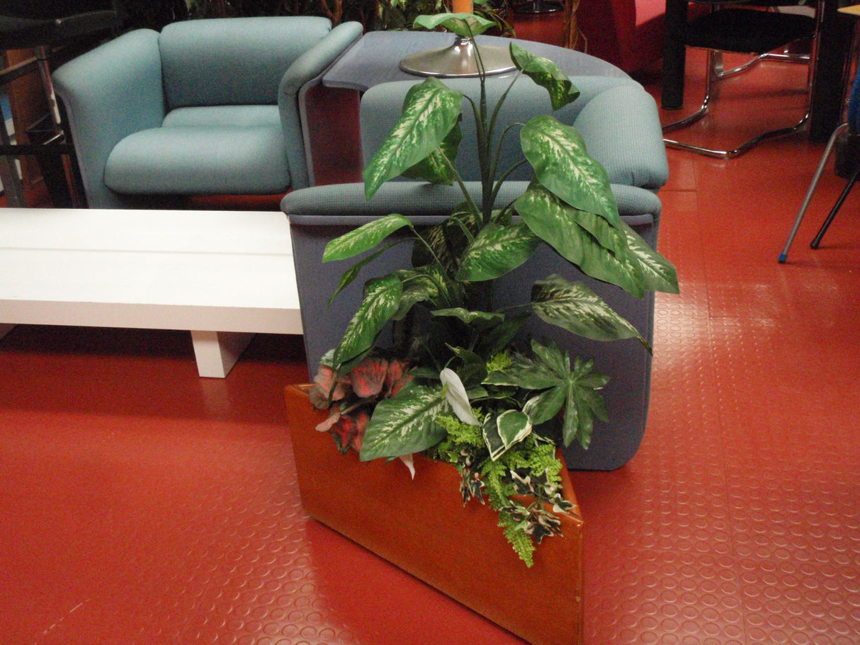 Triangular Office Faux Plants and Planter