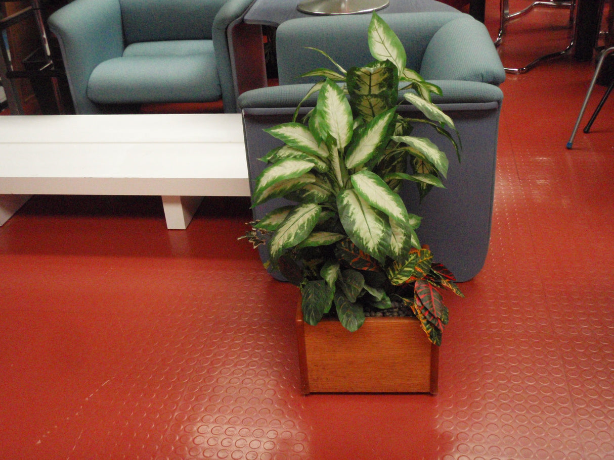 Square Office Faux Plants and Planter