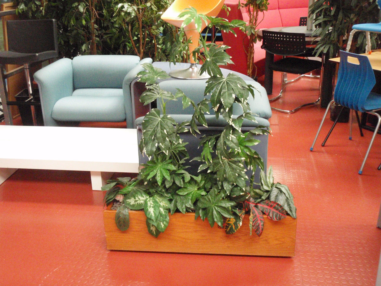 Rectangular Office Faux Plants and Planter
