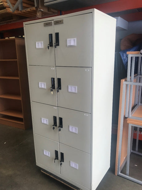 Grey 8 Door Post Style Cabinet