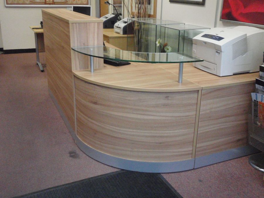 American Walnut 3 Part Reception Desk