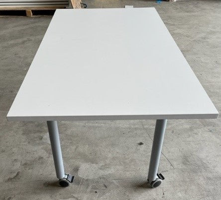 Rectangular Table on Lockable Castors White