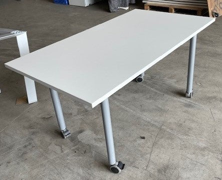 Rectangular Table on Lockable Castors White