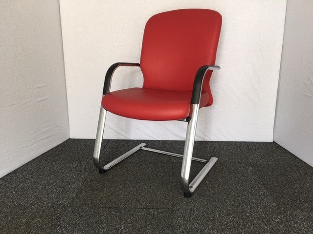 Red Leather and Chrome Meeting Room Chairs