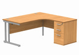 TC Crescent Cantilever Workstation + Desk High Pedestal
