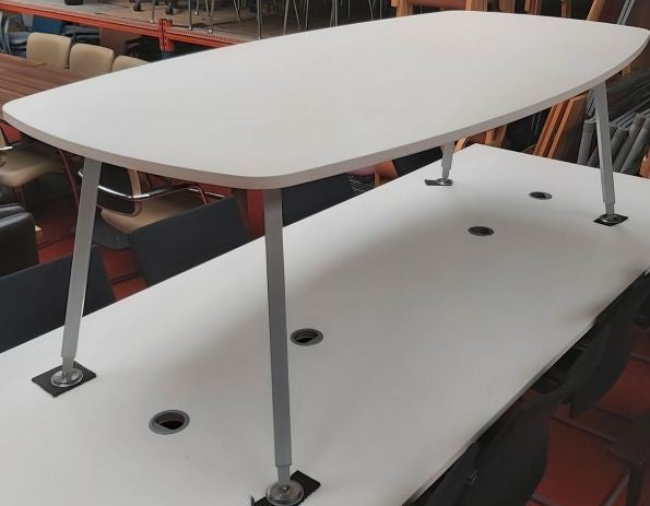 Senator White Boardroom Table on Silver/Grey Frame