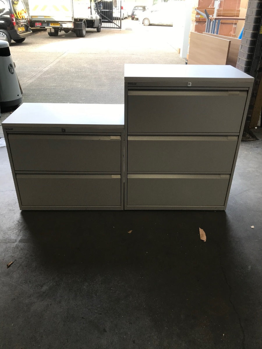 Bisley Grey Side Filers with White Laminate Top