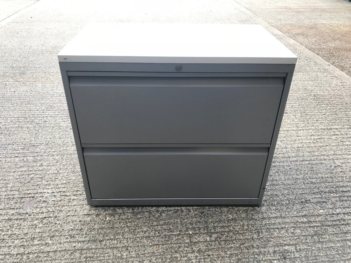Grey 2 Drawer Side Filer with White Top