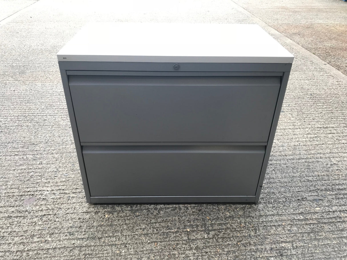 Grey 2 Drawer Side Filer with White Top