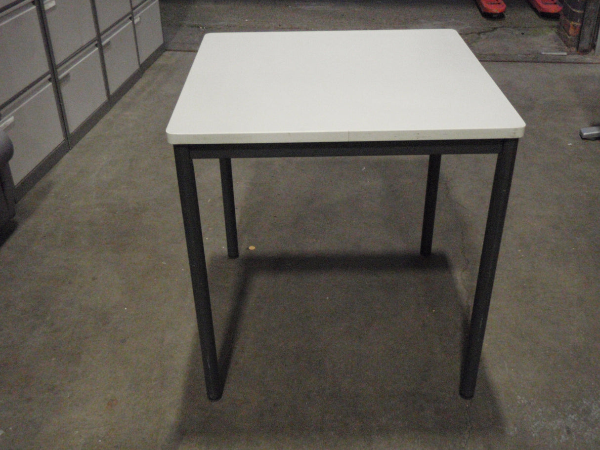Grey Top Round Black Leg Square Table