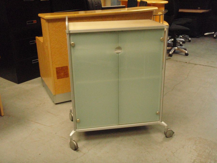 Glazed 2 Door Storage Cabinet on Wheels