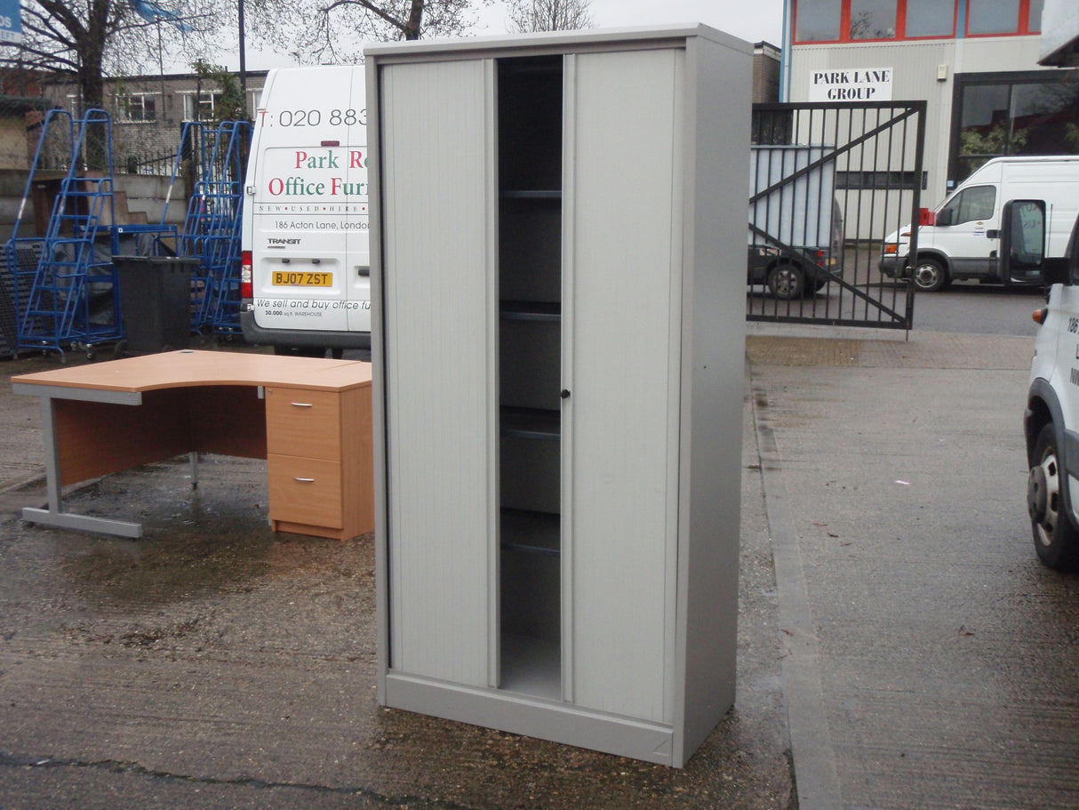 Tall Grey Bisley Tambour Storage
