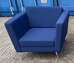 Blue Square Tub Chair Chrome Leg