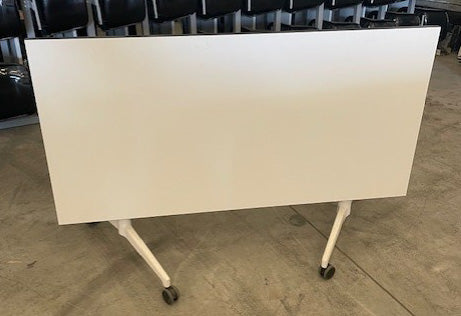 White & Brown Edge Flip Top Table