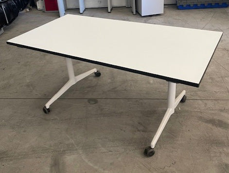 White & Brown Edge Flip Top Table