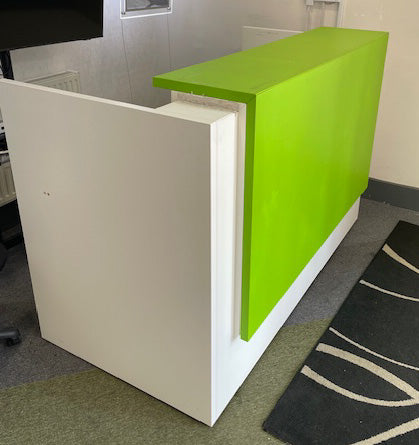Floating Reception Desk Lime Green Panel