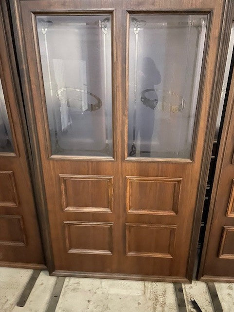 Wooden 2 Glass Panel Freestanding Screen & Feet