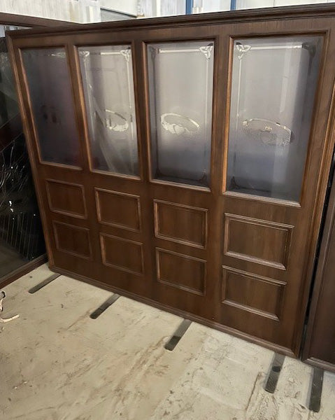 Wooden 4 Glass Panel Freestanding Screen & Feet