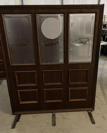 Wooden 3 Glass Panel Freestanding Screen & Feet