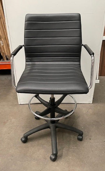 Black Leather Draughtsman Chair