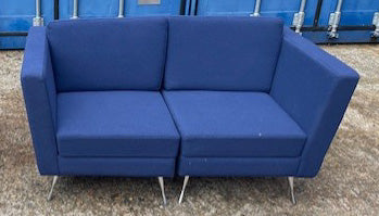 Blue 2 Part Sofa Chrome Leg
