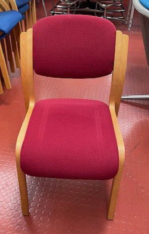 Burgundy Wooden Frame Meeting Chair