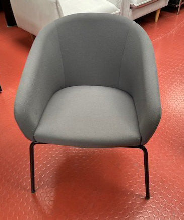Grey Upholstered Black Leg Tub Chair