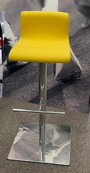 Boss Design Yellow & Chrome Upholstered Adjustable High Stool