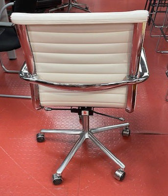 White Leather Ribbed Operator Chair