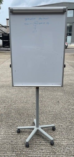 White Board Flip Chart on Wheels Grey Base