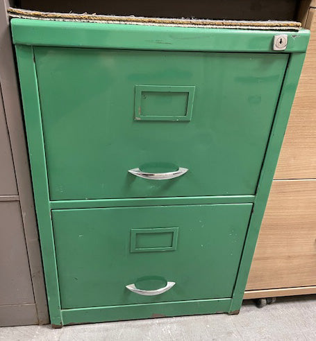 Green 2 Draw Filing Cabinet
