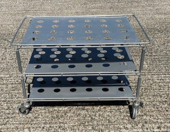 Silver Metal Low 3 Shelf Serving Trolley