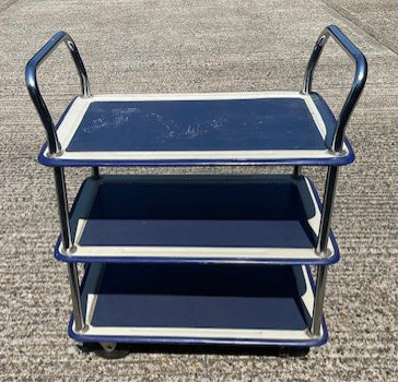 Blue Cream & Silver 3 Shelf Serving Trolley