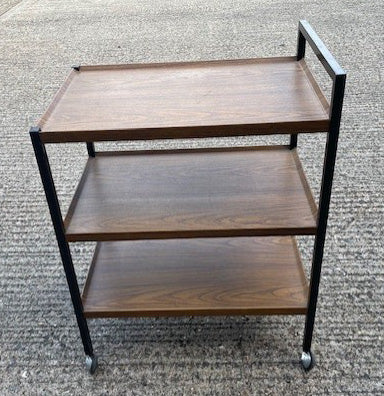 Wood Effect & Black Frame Serving Trolley