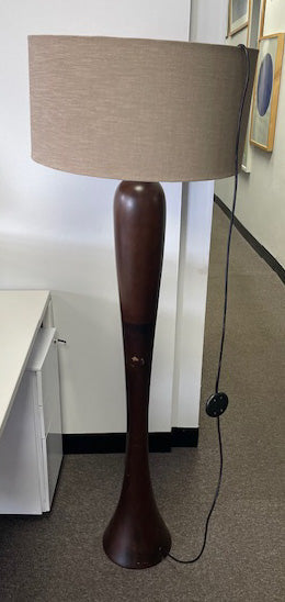 Brown Shade & Dark Walnut Uplighter