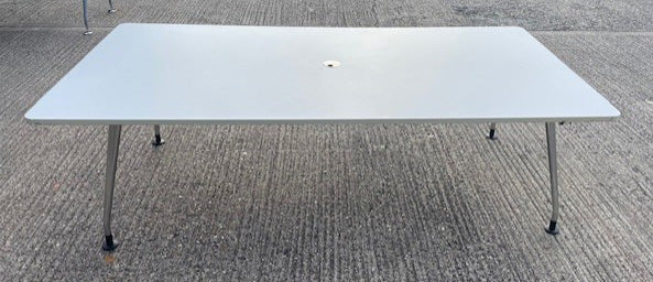 White Meeting Table Silver Legs